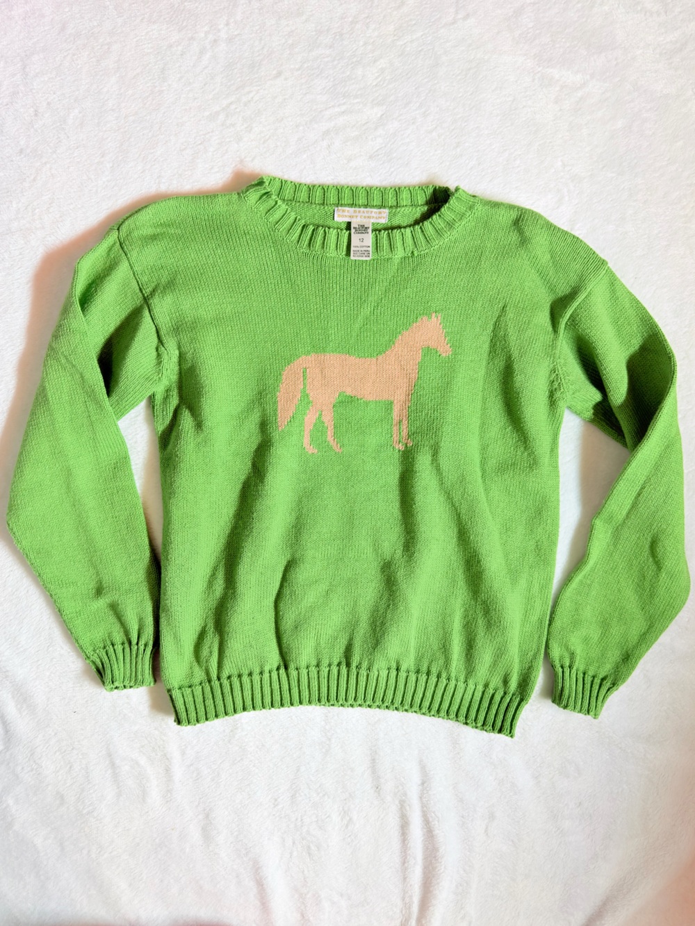 EEUC The Beaufort Bonnet Company Green Knit Horse Sweater12